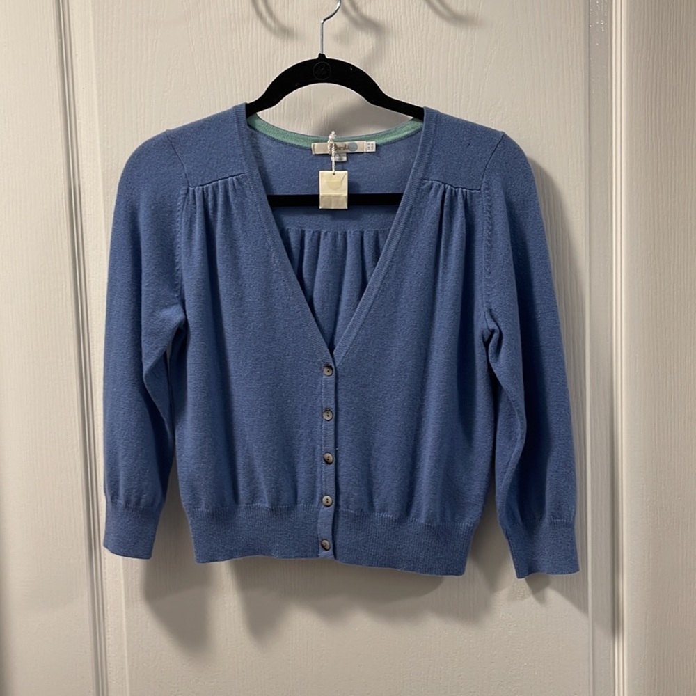 Blue cashmere cropped cardigan. Boden. EUC. - Picture 5 of 5